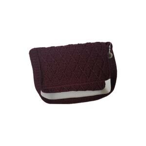 The Sak Burgundy Red Shoulder Bag Purse Crochet Purse Woven Flap Medium Boho